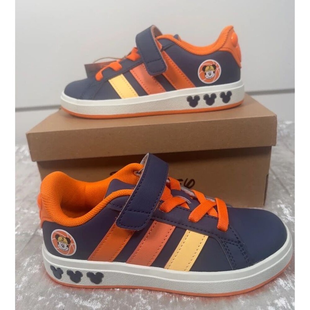 Adidas x Disney Grand Court Mickey EL K Kids 12K Blue Orange JS2345 New in Box